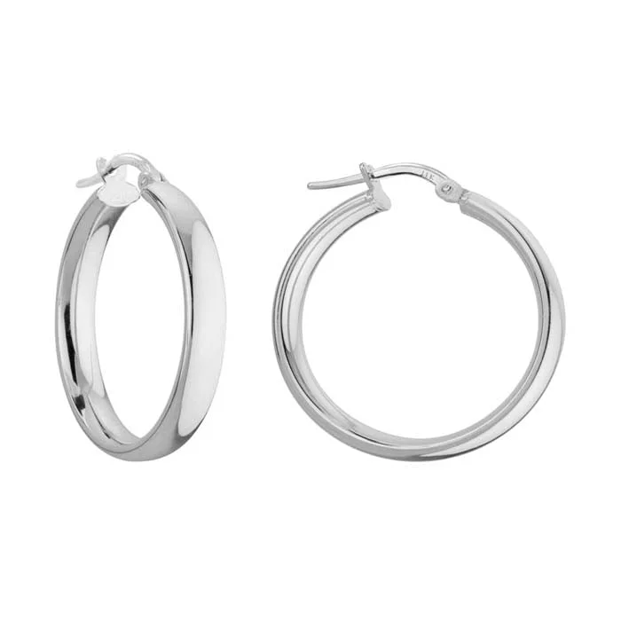 Locked earrings-Mountz Collection 25MM Round Hoop Earrings in Sterling Silver