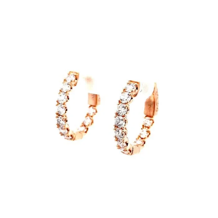 Glossy platinum earrings-Mountz Collection 1.50CTW Oval Inside/Outside Hoops in 14K Yellow Gold