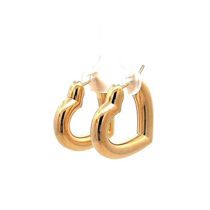 Pine cluster earrings-Mountz Collection Heart-Shaped Electroform Hoop Earrings in 14K Yellow Gold