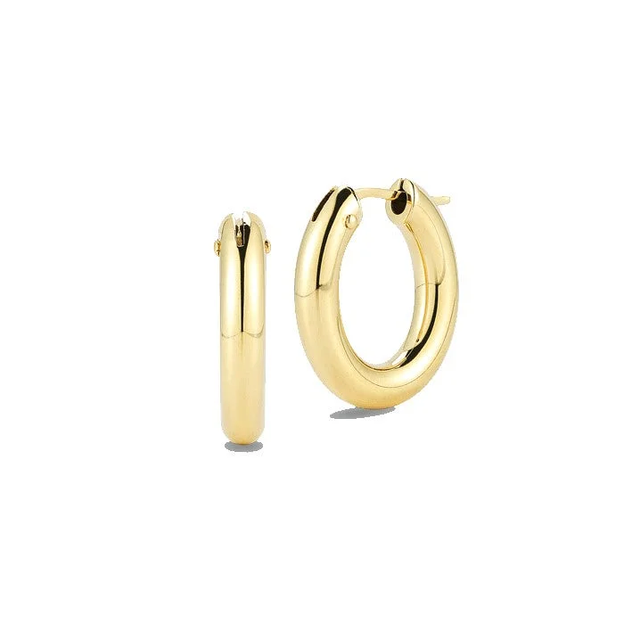 Tall gem earrings-Roberto Coin Perfect Oval Hoop Earrings in 18K Yellow Gold