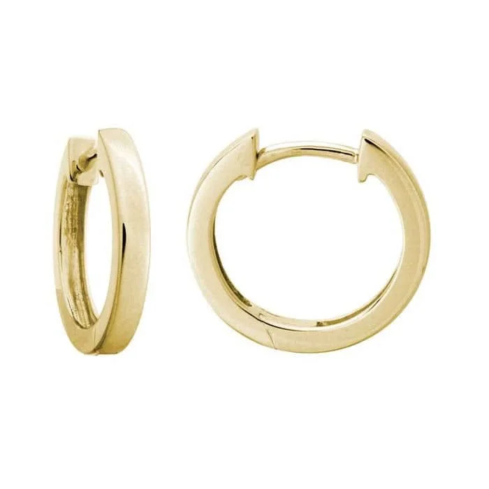 Contoured earrings-Mountz Collection 14MM Round Square Edge Hoop Earrings in 14K Yellow Gold