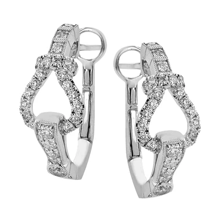 Vivid kyanite earrings-Simon G. Diamond Buckle Hoop Earrings in 18K White Gold