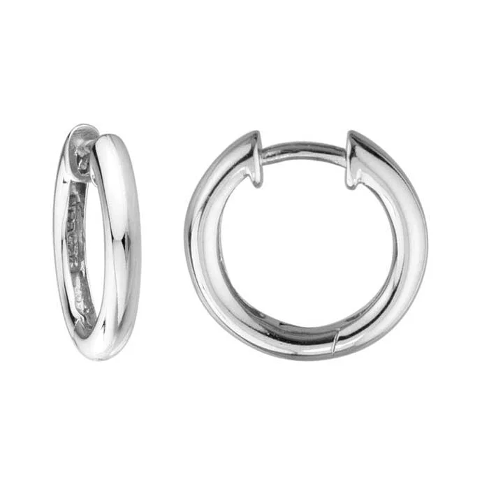 Subtle silver earrings-Mountz Collection 15mm Round Hinged Hoop Earrings in Sterling Silver