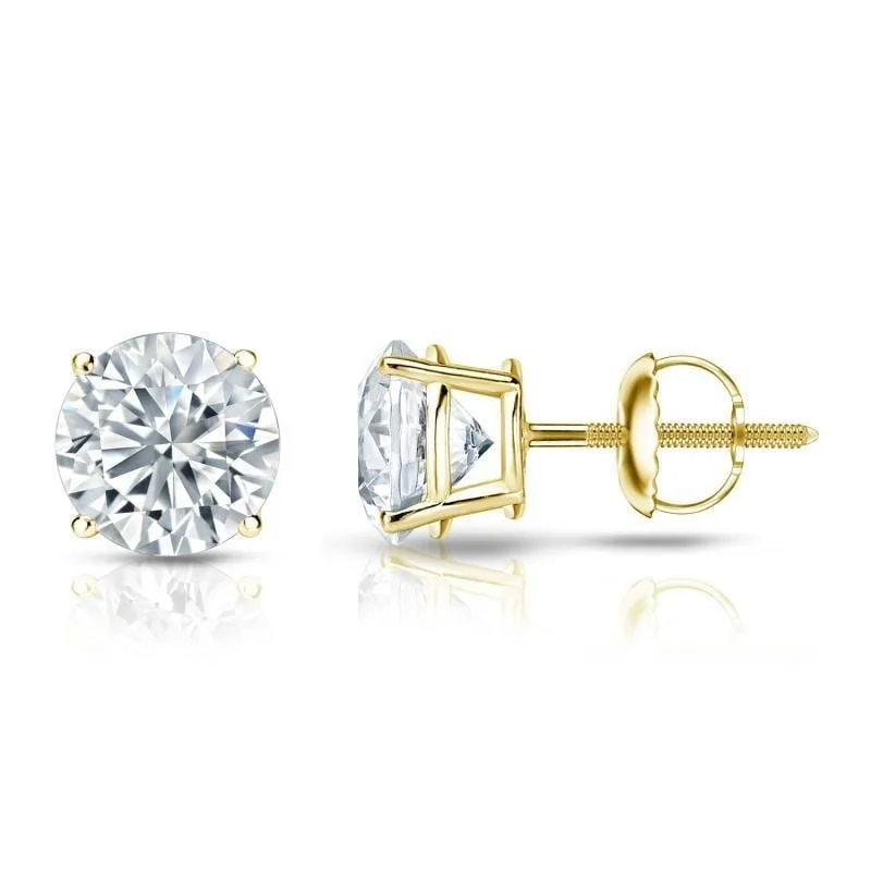 Contoured earrings-Auriya 1 1/2ctw Round Diamond Stud Earrings 18kt Gold GIA Certified