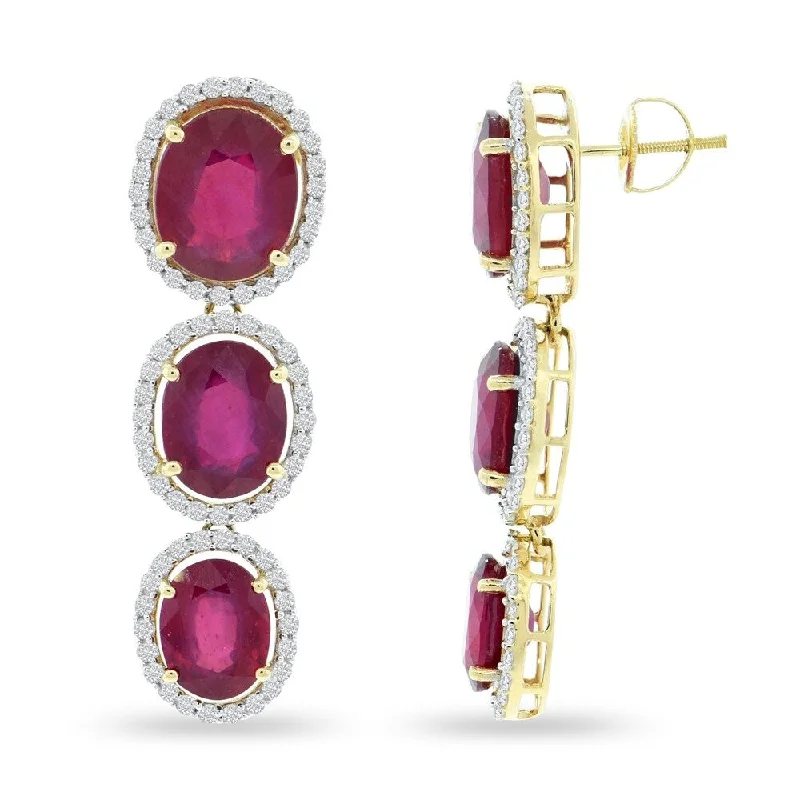 Satin iron earrings-Auriya 14k Gold 21 1/2ct Ruby and 1 3/8ct TDW Diamond Earrings - Red