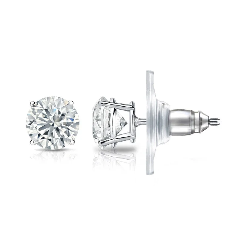 Diffracted crystal earrings-Auriya 14k Gold GIA Certified 3.00 ct. TDW Secure-Lock Round Diamond Stud Earrings