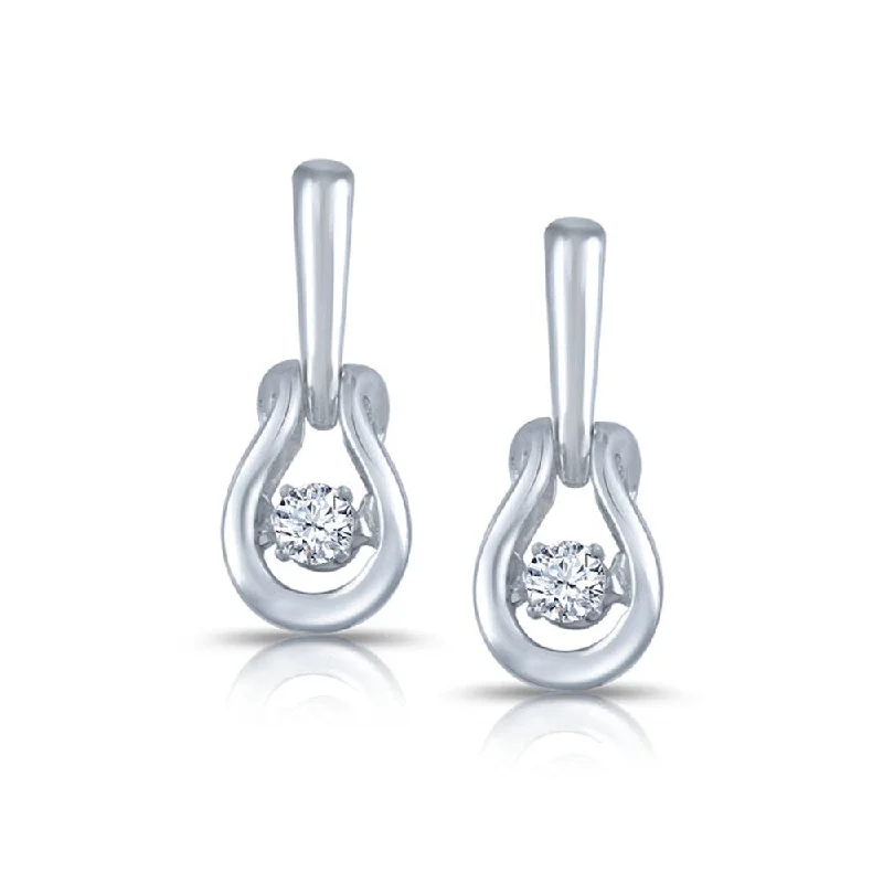 Galactic design earrings-Auriya 14k White Gold 1/6ct TDW 'Dancing Stone' Moving Diamond Earrings