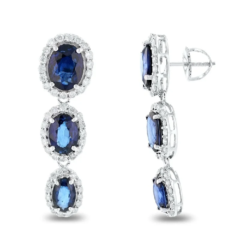 Natural stone earrings-Auriya 14k White Gold 5 1/4ct Blue Sapphire and 1ct TDW Diamond Earrings