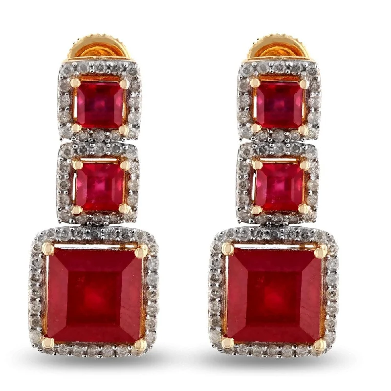 Shimmering iolite earrings-Auriya 14k Yellow Gold 10 5/8ct Ruby and 3/4ct TDW Diamond Earrings - White