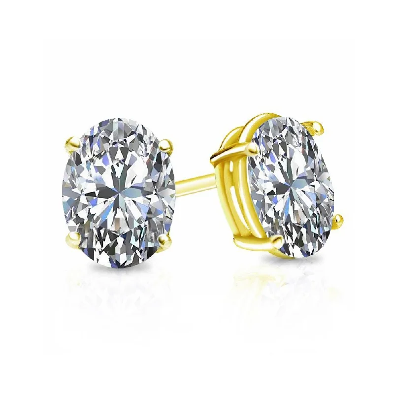 Packed sapphire earrings-Auriya 1ctw Oval Diamond Stud Earrings 14k Gold (G-H, SI1-SI2)