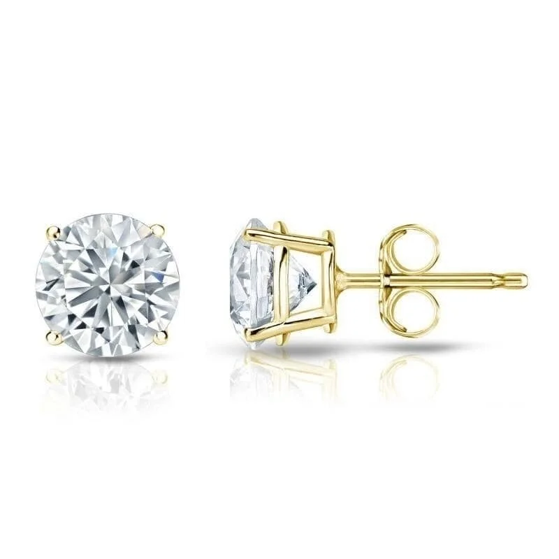 Natural stone earrings-Auriya 2 1/2ctw Round Diamond Stud Earrings 18kt Gold GIA Certified