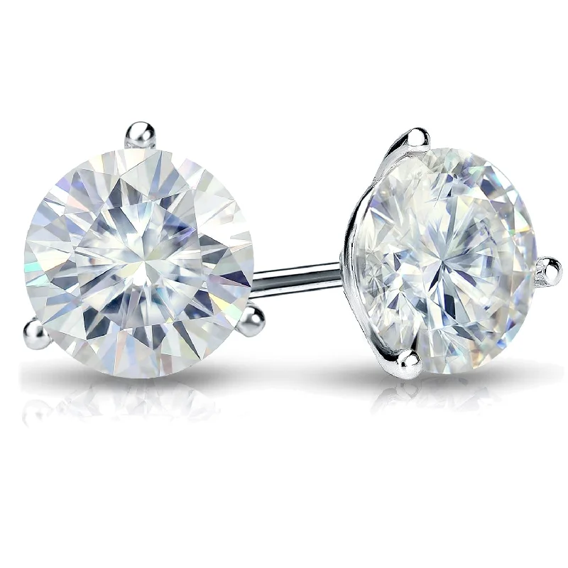 Shaded gem earrings-Auriya 2ctw Round Moissanite Stud Earrings 18k Gold Martini-set - 6.5 mm