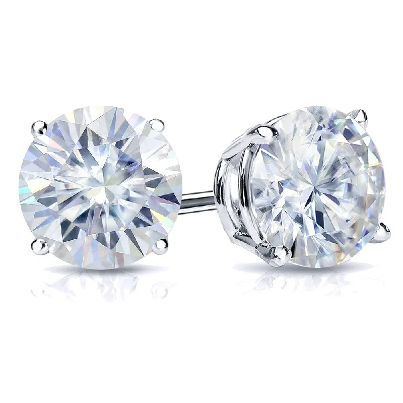 Subtle silver earrings-Auriya 6ct TW Round Moissanite Stud Earrings 14k Gold