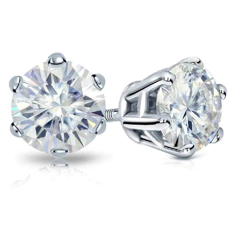 Flower-bud earrings-Auriya 6ctw Round Moissanite Stud Earrings 18k Gold