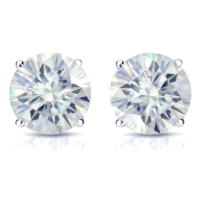 Slope gem earrings-Auriya 6ctw Round Moissanite Stud Earrings 18k Gold 4-Prong Basket