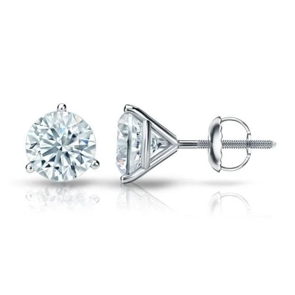 Shaded gem earrings-Auriya Platinum 1 1/2ctw 3 Prong Martini Set Round Diamond Stud Earrings GIA Certified