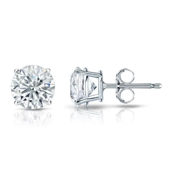 Fine-edged earrings-Auriya Platinum 1 3/4ctw Round Diamond Stud Earrings Certified