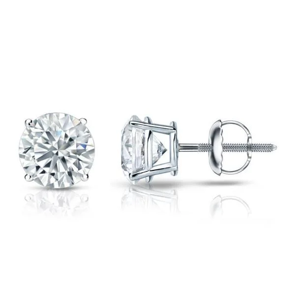 Natural stone earrings-Auriya Platinum 2ctw Round Diamond Stud Earrings GIA Certified