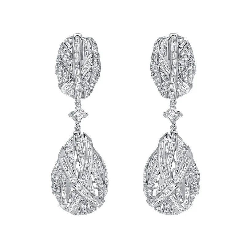 Open coil earrings-Auriya Unique 7 1/2ct TW Pave Diamond Dangle Earrings 14k White Gold (H-I, SI1-SI2)