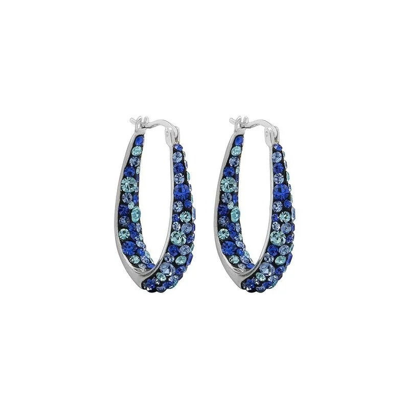 Untamed pearl earrings-Blue Inside Out Crystal Hoop Earrings For Women