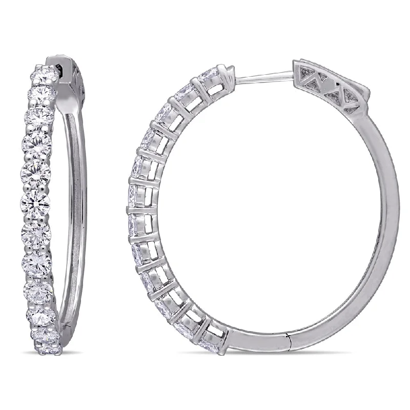 Diffracted crystal earrings-Created Forever 2 1/2 ct. TDW Lab-grown Diamond Hoop Earrings in 14k White Gold