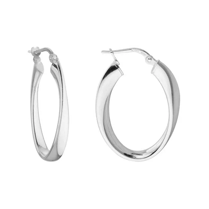 Packed sapphire earrings-Mountz Collection Oval Twist Hoops in Sterling Silver