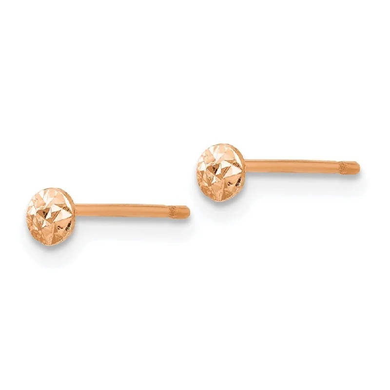 Satin iron earrings-Diamond2Deal 14K Rose Gold 3mm Puff Circle Stud Earrings (L- 3 mm, W- 3 mm)