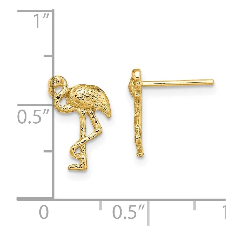 Celestial moon earrings-Diamond2Deal 14K Yellow Gold Flamingo Stud Earrings (L- 12.5 mm, W- 8.6 mm)