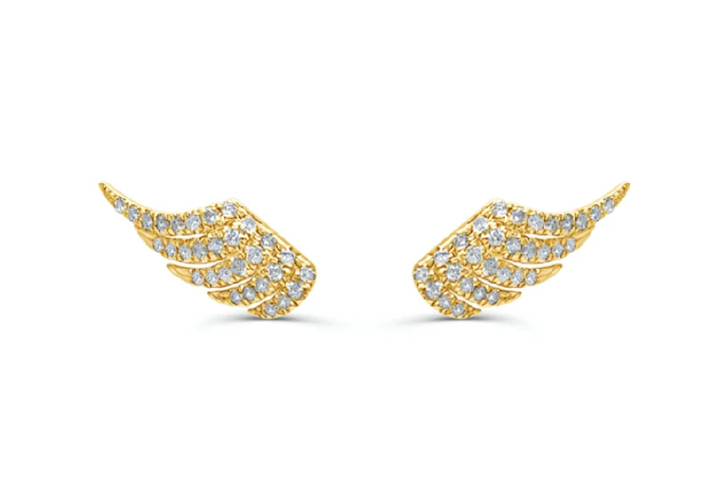 Chilly topaz earrings-Earrings Wings 14kt Yellow Gold & Diamonds