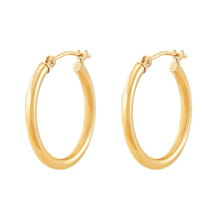 Rough-edge earrings-Mountz Collection 2mm x 20mm Round Tube Hoop Earrings in 14K Yellow Gold