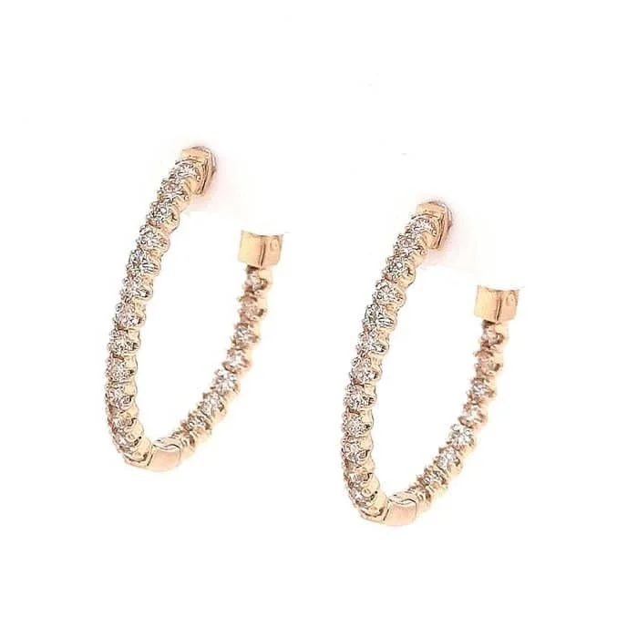 Optic earrings-Mountz Collection 1CTW Diamond Inside-Outside Oval Hoop Earrings in 14K Yellow Gold