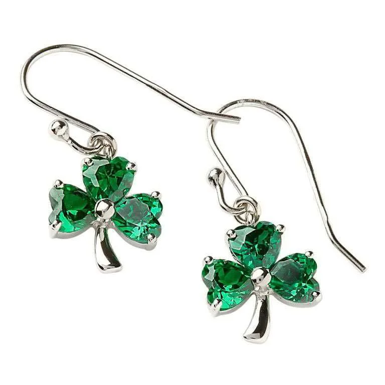 Divided hoop earrings-Green Shamrock Drop Earrings