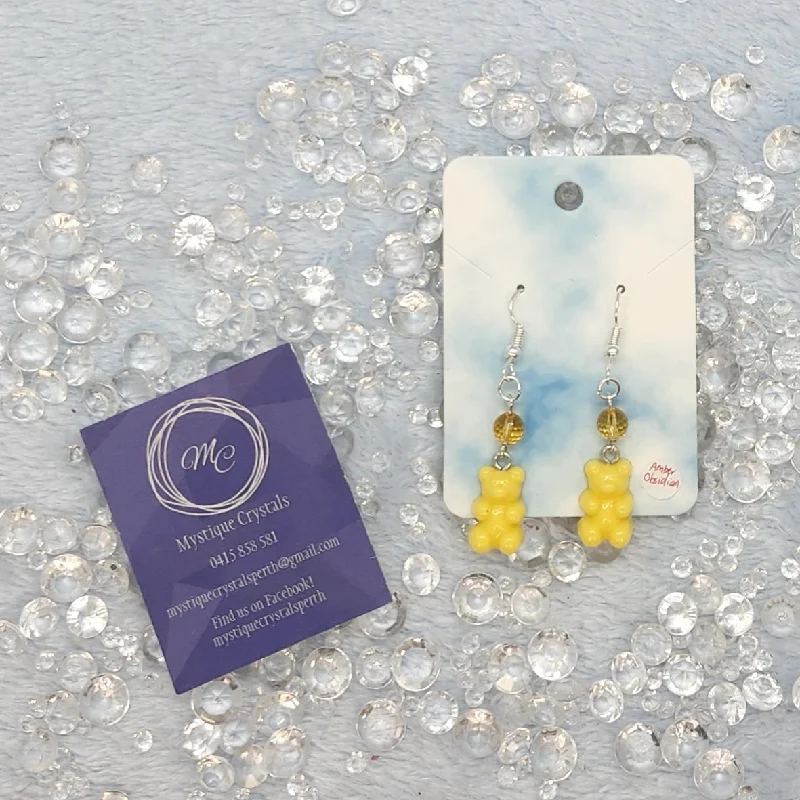 Stem-twist earrings-Gummy Bear & Gemstone Earrings