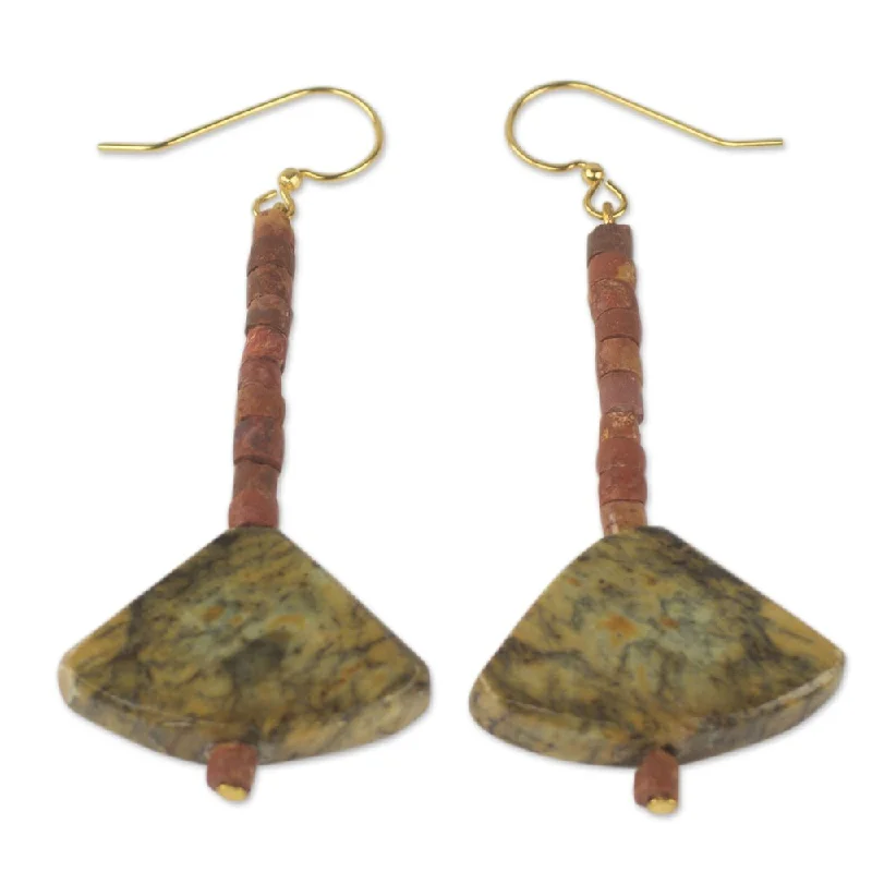 Glimmering drop earrings-Handcrafted Soapstone Bauxite 'Bells of Ghana' Earrings (Ghana) - 2.6*1