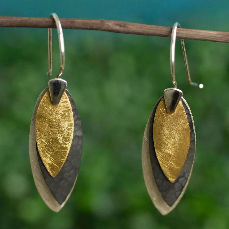 Frayed edge earrings-Handcrafted Sterling Silver 'Turning Leaves' Earrings (Mexico) - 1.6L*0.4W