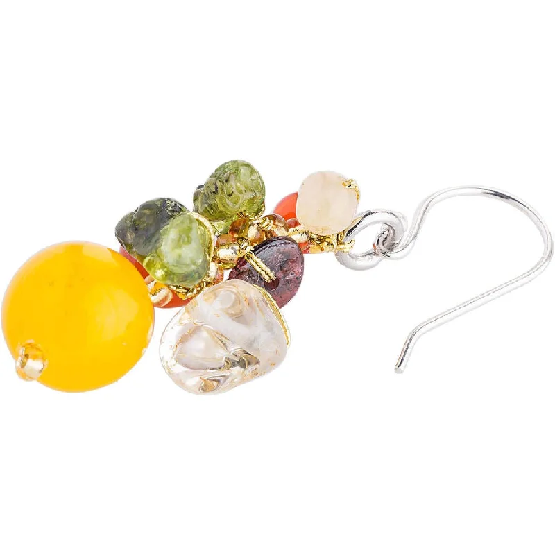 Striated edge earrings-Handmade Sterling Silver 'Sweet Tropics' Multi-gemstone Earrings (Thailand)