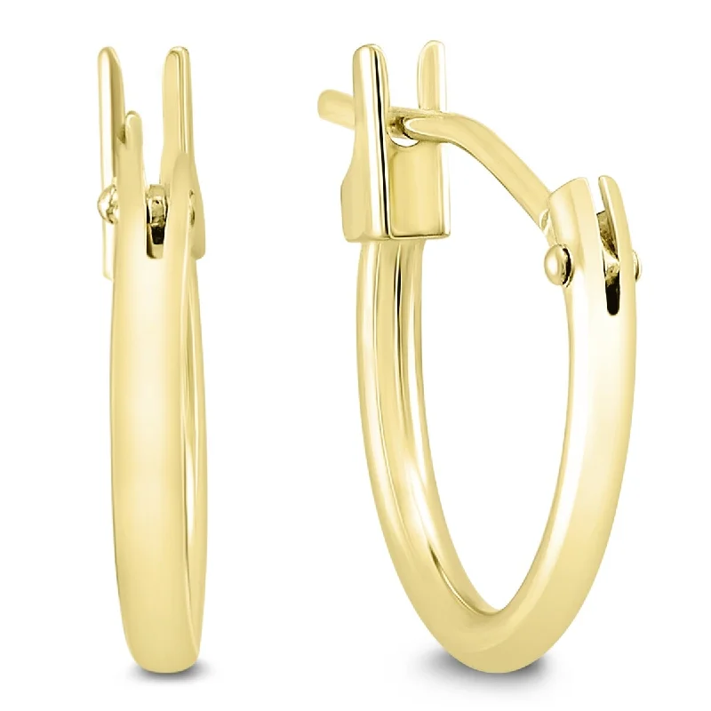 Smooth-cut earrings-Marquee Jewels 10MM Huggie Hoop Earrings in 14K Yellow Gold