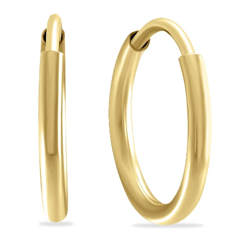 Light-etched earrings-Marquee Jewels 12mm Endless 14K Yellow Gold Filled Thin Huggie Hoop Earrings