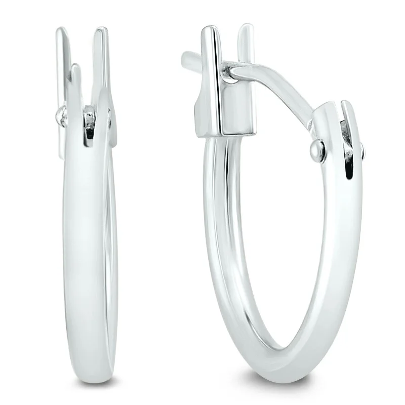 Glossy moonstone earrings-Marquee Jewels 14K White Gold 10MM Hoop Earrings (1.5MM Gage)