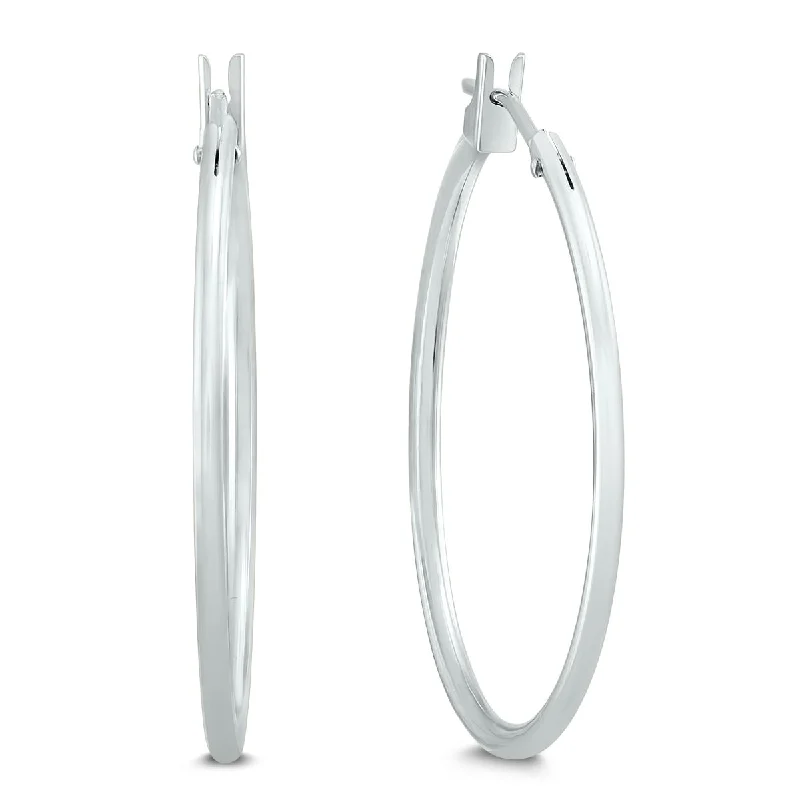 Natural stone earrings-Marquee Jewels 14K White Gold 25MM Hoop Earrings (1.5MM Gage)