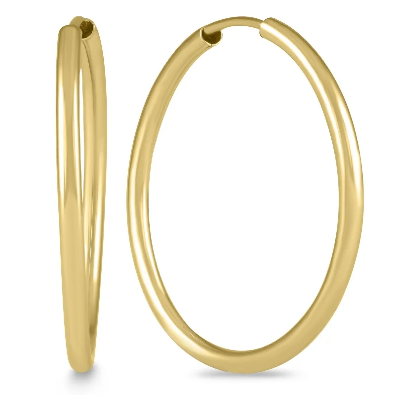 Smooth aluminum earrings-Marquee Jewels24mm Endless 14K Yellow Gold Filled Hoop Earrings