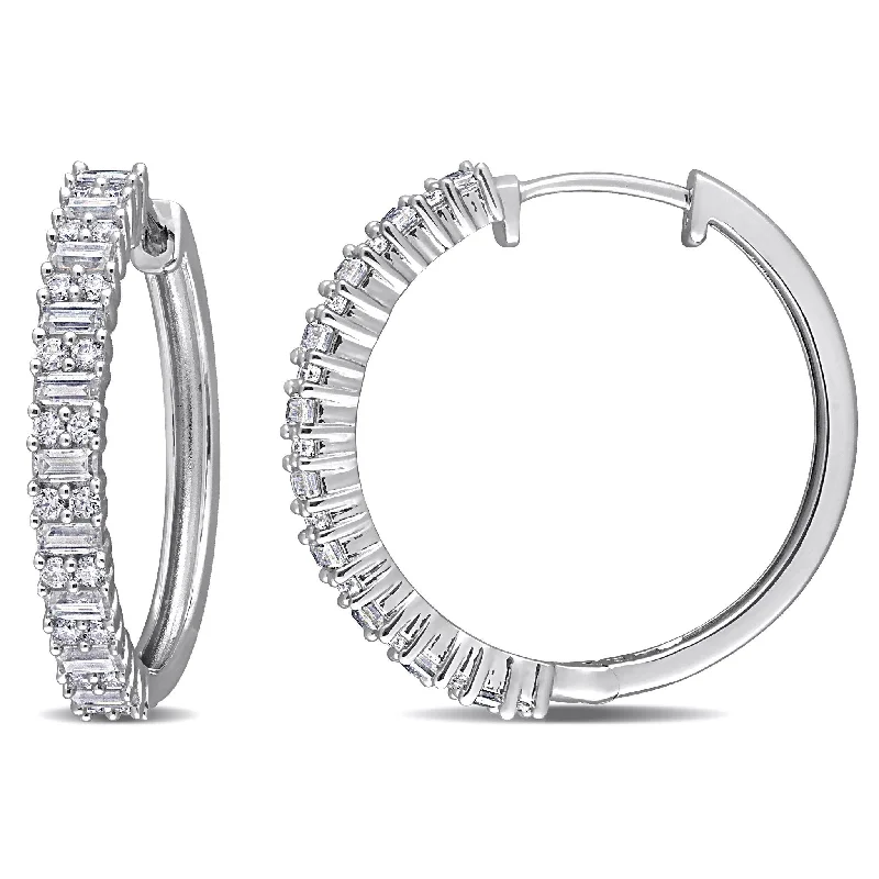 Inscribed initial earrings-Miadora 1 3/4ct DEW Created Moissanite Hoop Earrings in Sterling Silver