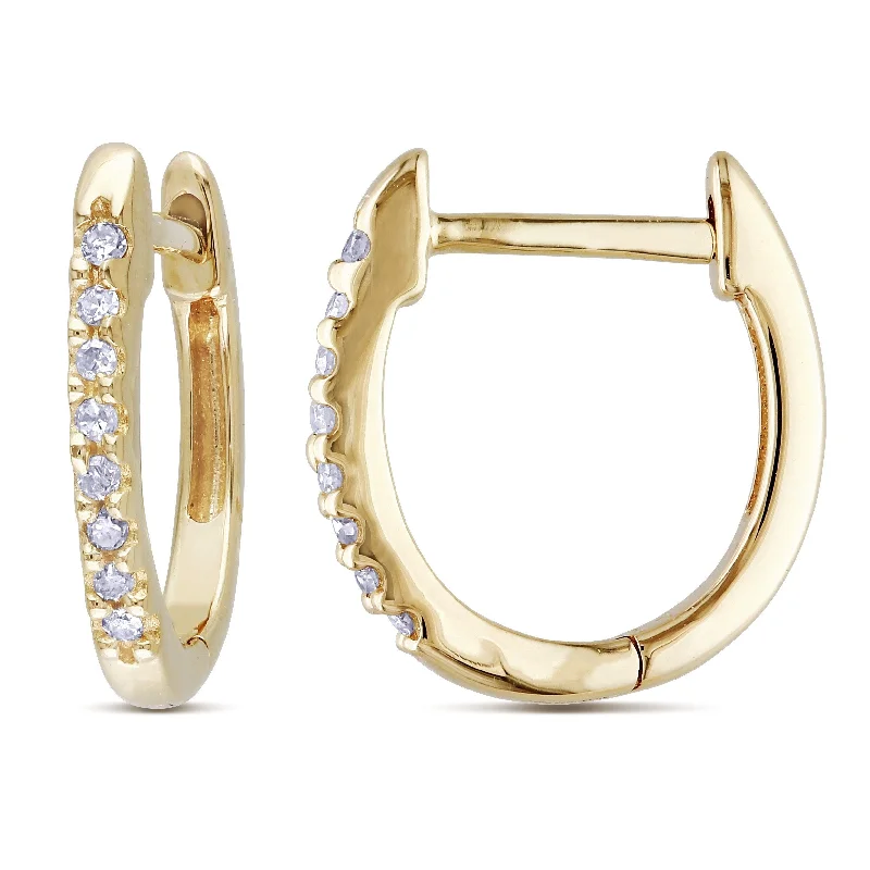 Frayed edge earrings-Miadora 10k Yellow Gold 1/10ct TDW Diamond Cuff Hoop Earrings - 12.1 mm x 1.6 mm x 11.6 mm