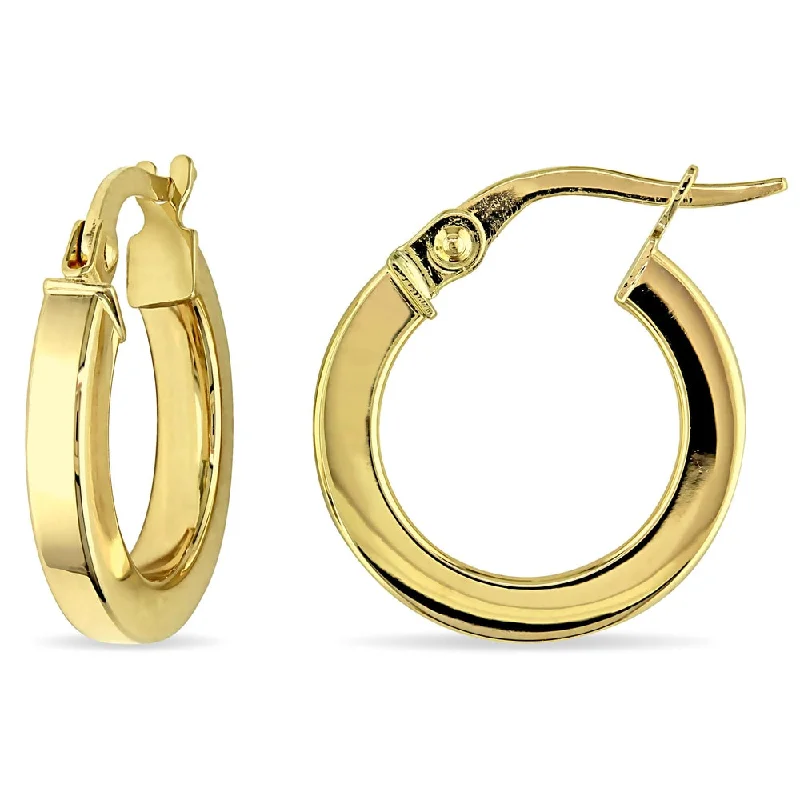 Framed design earrings-Miadora 10k Yellow Gold Italian Hoop Earrings