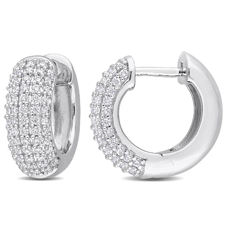 Firm gold earrings-Miadora 5/8ct DEW Created Moissanite Multi-Row Hoop Earrings Sterling Silver