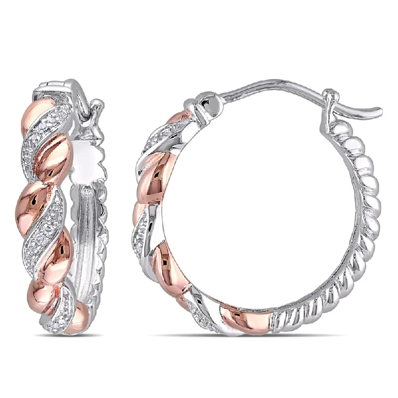 Framed hoop earrings-Miadora Two-tone Silver Diamond Accent Hoop Earrings