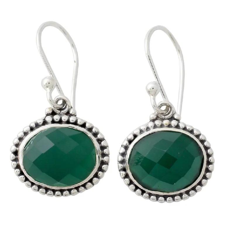 Octagon stud earrings-NOVICA Handmade Sterling Silver Green Transformation Onyx Earrings (Nepal) - Green/Turquoise - 1.2*0.6