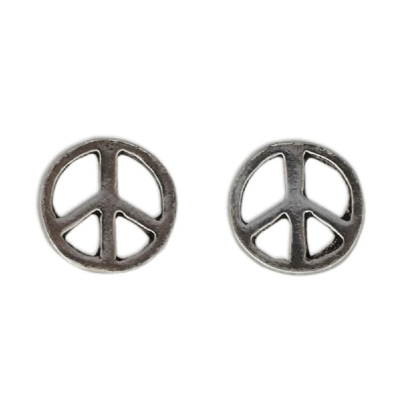 Framed design earrings-NOVICA Handmade Sterling Silver Peace Sign Earrings (Thailand)