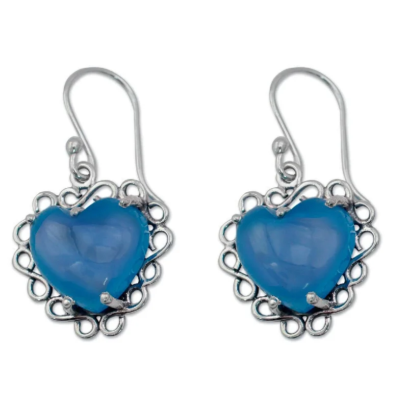 Elevated tier earrings-NOVICA Harmony of Love, Sterling silver heart earrings - 1.4L*0.8W