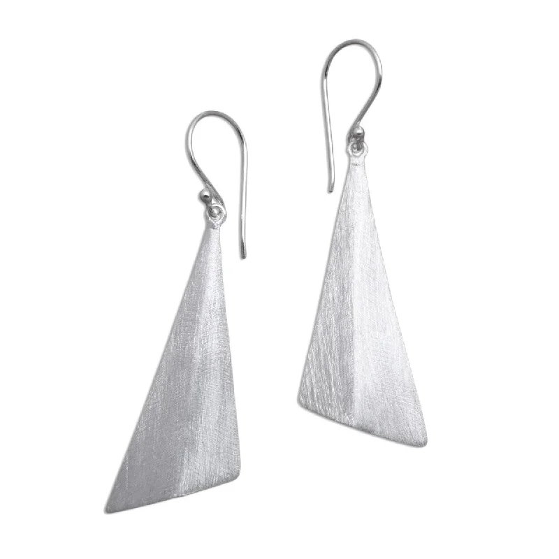 Scarred earrings-NOVICA Modern Pyramids, Sterling silver dangle earrings - 2.2*0.6